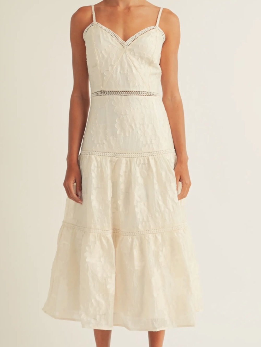 Arose Cream Floral Midi Dress